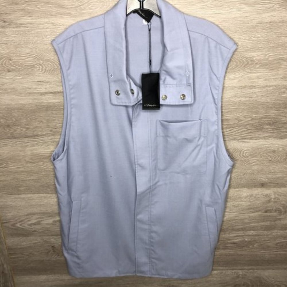 Philip Lim Mens XL Pale Blue Funnel Neck Vest New